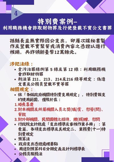 特別費案例-利用職務機會詐取財物罪及行使登載不實公文書罪